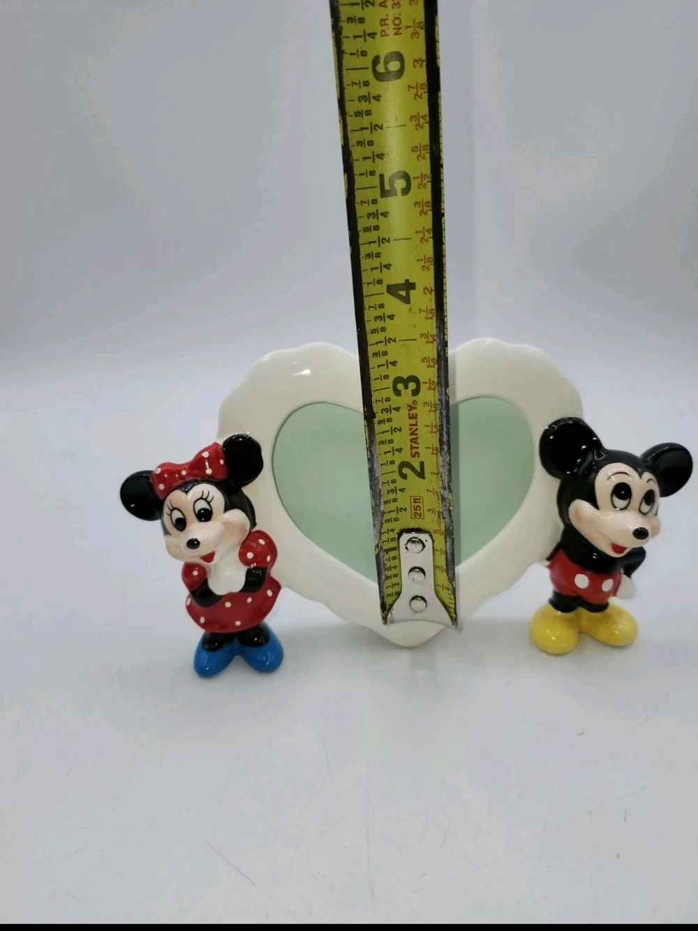 Vintage Disney Mickey & Minnie Mouse Ceramic Heart Shaped Picture Frame Japan